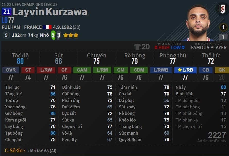 Chỉ số Kurzawa mùa 21UCL bao gồm 1 bàn thắng và 2 đường kiến tạo, cho thấy đóng góp đáng kể của anh trong hành trình của Paris Saint-Germain tại giải đấu này.